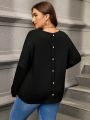 Plus Size V-neck Long Sleeve T-shirt