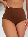 SHEIN Swim Classy Solid Color High-Waisted Bikini Bottom