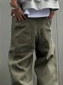 Men Slant Pocket Wide Leg Jeans