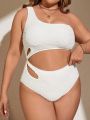 SHEIN Swim Basics Plus Size Hollow Out One-Piece Swimsuit