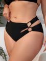 SHEIN Swim Vcay Plus Size Women's High Waisted Bikini Bottom With Side Cutouts