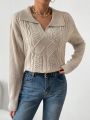 SHEIN Essnce Twisted Knit Drop Shoulder Sweater