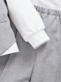 SHEIN Baby Boys' Bow Tie Collar Casual Shirt Vest Long Pants Gentleman 3pcs/Set