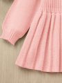 SHEIN Baby Girls' Cute Long Sleeve High-necked Sweater Dress