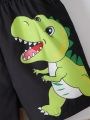 SHEIN Toddler Boys' Cute Dinosaur Digital Printed Shorts Suitable For Summer
