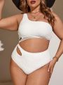 SHEIN Swim Basics Plus Size Hollow Out One-Piece Swimsuit