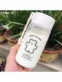 Cute Bear Transparent Summer Portable Outdoor Water Bottle Clear Frosted Water Cup Simple Cup for Women Men Students