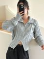 DAZY Kpop Women's Collared Zipper Front Cardigan