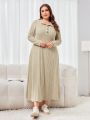 SHEIN Mulvari Plus Size Buttoned Half Placket Dress