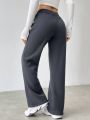 Drawstring Waist Flare Leg Low-rise Cargo Pants