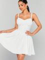 Mienne Lace Trim Ruched Bust Flare Dress