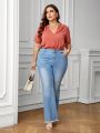 Plus Size Raw Hem Flared Jeans