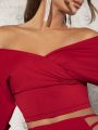 SHEIN Tall Ladies Off Shoulder Crop Top