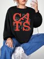 Catsneeze Plus Letter Graphic Drop Shoulder Sweatshirt