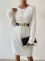 SHEIN Frenchy Women's Lace Patchwork Straight Sweater Dress