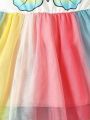 Baby Girls' Butterfly And Rainbow Print Flutter Sleeve Dress