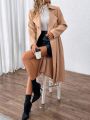 SHEIN Privé Lapel Neck Belted Trench Coat