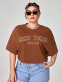 Bat Sada Plus Letter Graphic Drop Shoulder Crop Tee