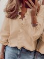 Plus Size Long Sleeve Blouse With Ruffle Detail