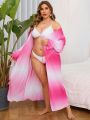 SHEIN Swim SXY Plus Size Women'S Ombre Tie Kimono