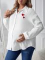 SHEIN Maternity Heart Patterned Shirt