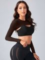 1pc Single Color Super Cropped Sports T-shirt