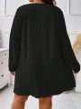 SHEIN CURVE+ Plus Size Women'S V-Neck Long Sleeve Dress