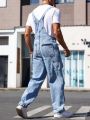 Men's Faded And Distressed Denim Overalls