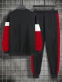 Extended Sizes Men Plus Colorblock Sweatshirt & Sweatpants