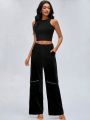 Icel New York Zip Detail Wide Leg Pants