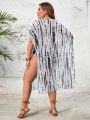 SHEIN Swim Vcay Plus Size Women'S Tie-Dye Side Slit Poncho Top