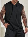 Men's Plus Size Hooded Drawstring Sleeveless Vest