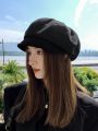 1pc Beret Hat Cloud Shape For Women, Retro & Versatile Foldable Octagonal Cap For Autumn & Winter