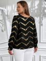 SHEIN Clasi Plus Size Herringbone Pattern Printed Shirt