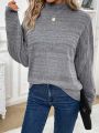 Women's Half Turtleneck Drop Shoulder Sweater