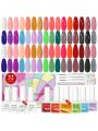 SAVILAND 42PCS Gel Nail Polish Kit – 32 Colors Glitter Gel Polish Set with PH Bond Base Top & Glossy Matte Gel,Soak-off U V Red Green Gel Polish Manicure Kit with Nail Brush File Starter Professional