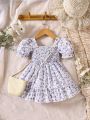 Baby Ditsy Floral Puff Sleeve Dress & Accessory Bag