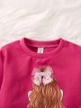 1pc Sweet Style Mesh Fabric 3d Decorated Sweatshirt For Toddler Girls' Autumn And Winter