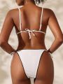 SHEIN Swim Mod Women's Lace Splice Bikini Set With Separated Top And Bottom