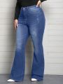 Plus Size Bodycon Elegant Slim Fit Denim Flared Pants