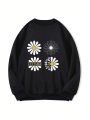 Plus Floral & Letter Graphic Thermal Lined Pullover