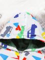 SHEIN Baby Boys' Cartoon Car Pattern Hooded Fleece Jacket