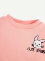 Cozy Cub Baby Girl Rabbit Print Sweatshirt & Sweatpants