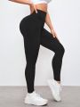 SHEIN Yoga Basic High Waist Compression Workout Leggings For Abdominal Control And Butt Lifting