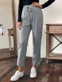 SHEIN LUNE Solid Color Drawstring Waist Long Pants