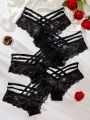 5pcs/Set Hollow Out Lace Panties Set