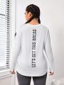 Daily&Casual Large Size Letter Print Sports T-shirt