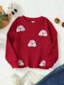 Toddler Girls' Rainbow Embroidery Long Sleeve Sweatshirt