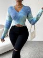 SHEIN Unity Space Dye Crossover Crop Sweater