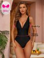 SHEIN DD+ One-Piece Solid Color Swimsuit For Women